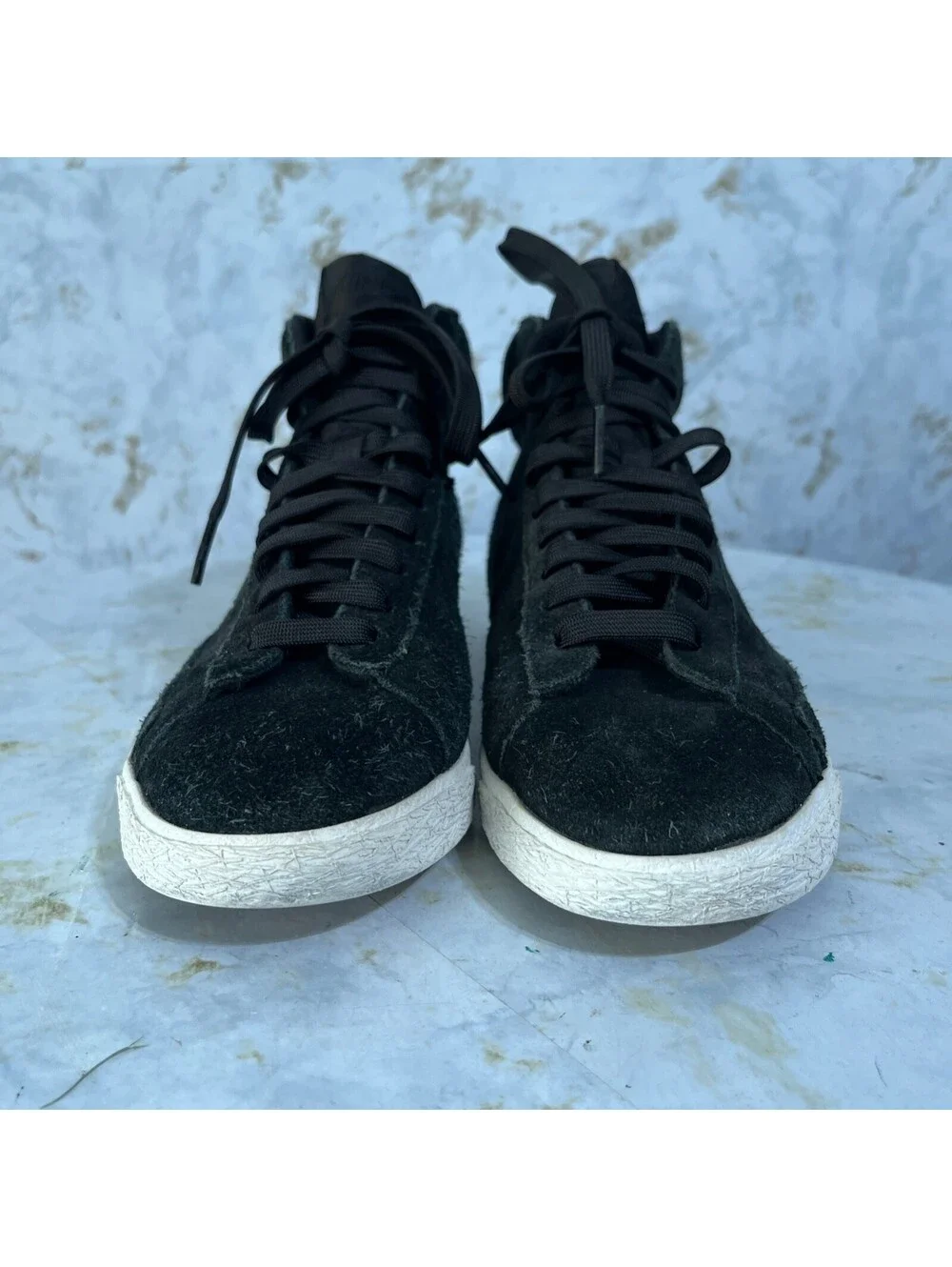 Nike Blazer Mid Premium Womens Size 8.5 Shoes Black White Suede Athletic Sneaker